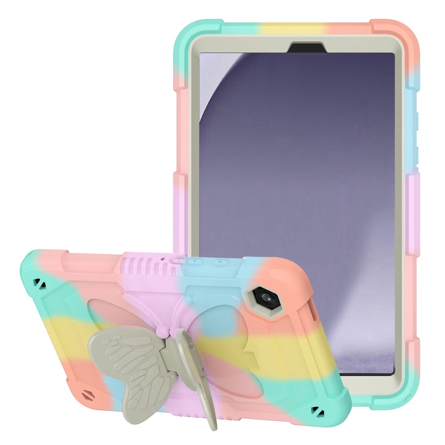 For Samsung A9 Plus 11 inch Butterfly Kickstand 3in1 Tough Hybrid Case Cover with Shoulder Strap - Colorful