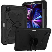 For Samsung A9 Plus 11 inch Butterfly Kickstand 3in1 Tough Hybrid Case Cover with Shoulder Strap - Black
