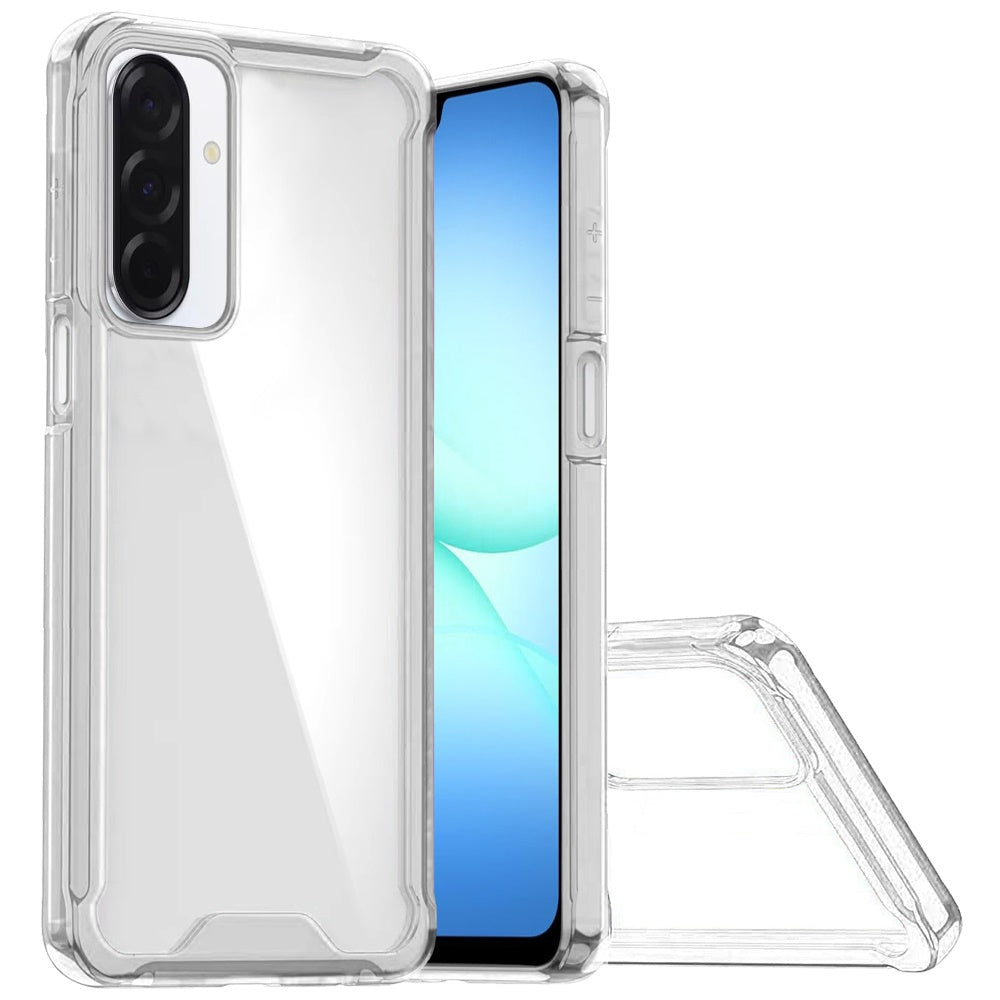 For Samsung A17 5G Colored Shockproof Transparent Hard PC TPU Hybrid Case Cover - Clear/Clear