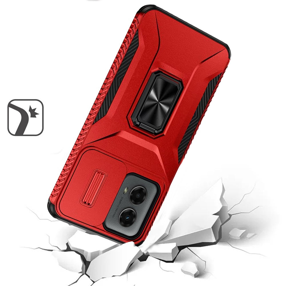 For Motorola Edge 2025 Well Protective Magentic Ring Stand Camera Protective Cover Case - Red