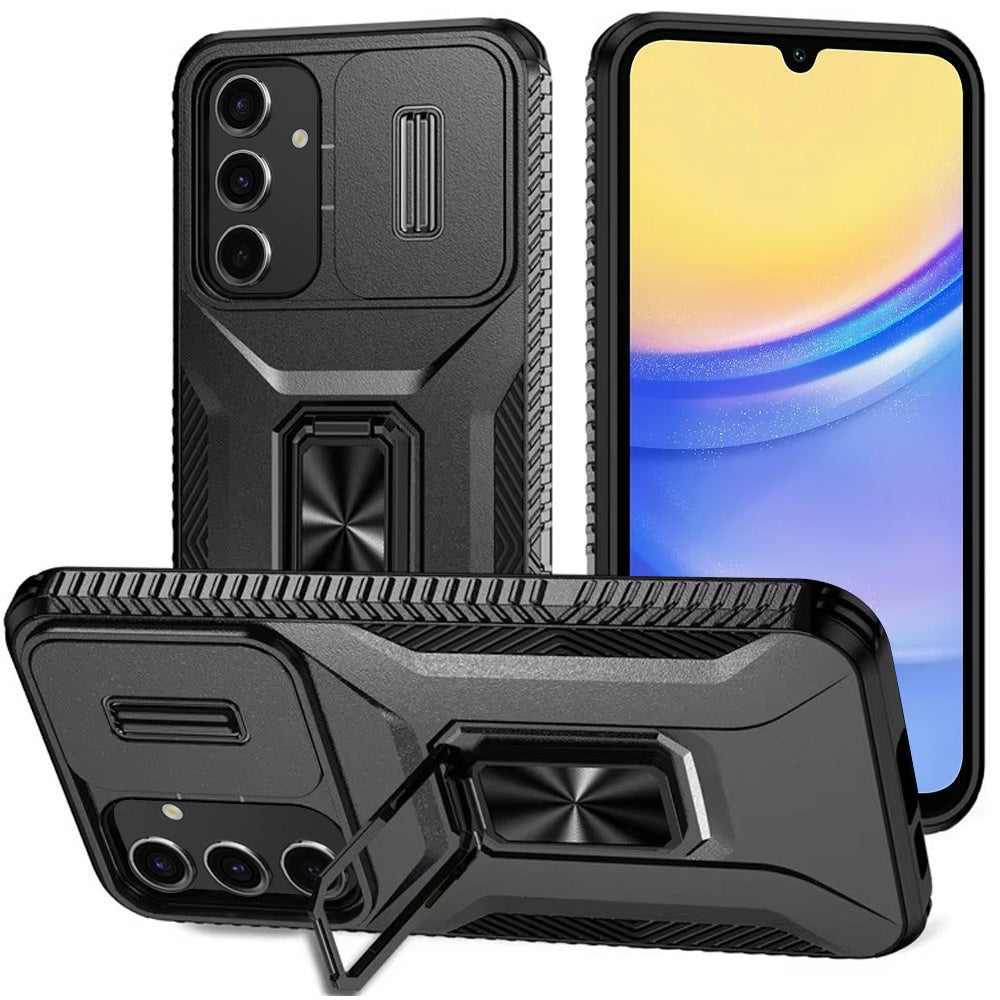 Black Camera Cover and Ring Case For Samsung A15 5G