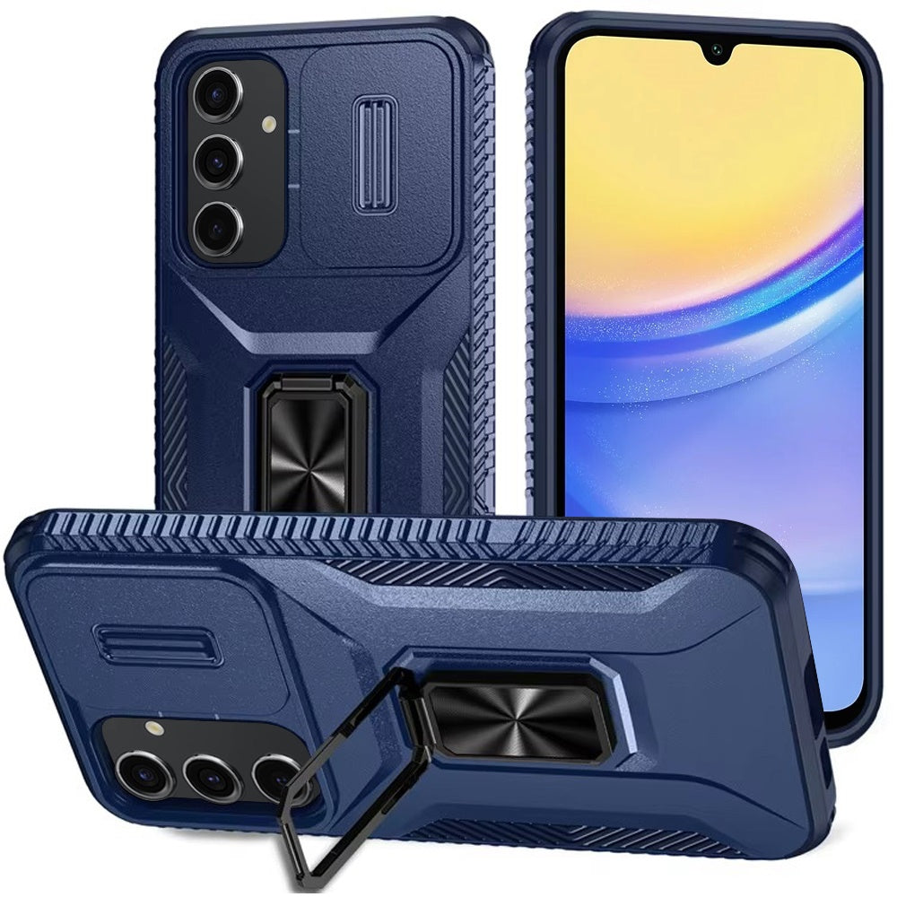 Blue Camera Cover and Ring Case For Samsung A15 5G