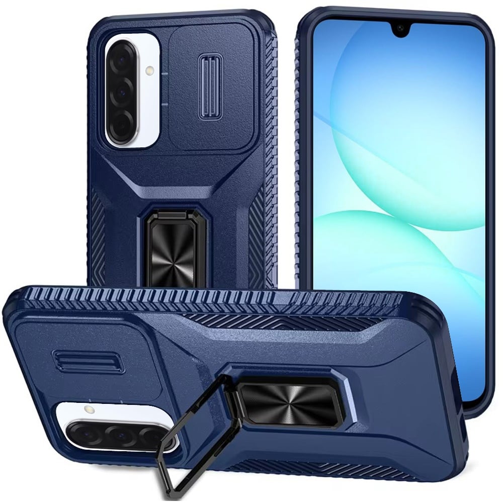 Blue Camera Cover and Ring Case For Samsung A17 5G