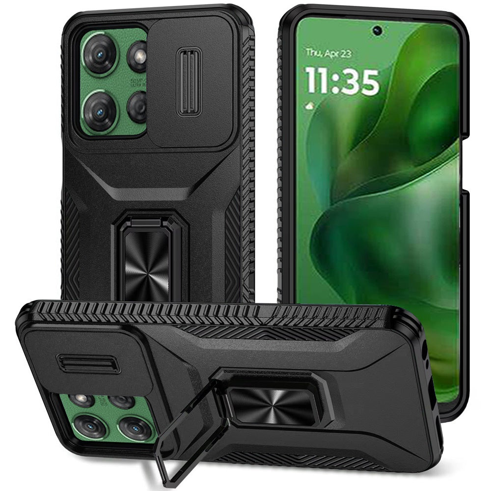 Black Camera Cover and Ring Case For Moto G Power 2026/2025