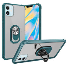 iPhone 12 5.4 Clear Transparent Ring Stand Magnetic Hybrid - Clear/Midnight Green
