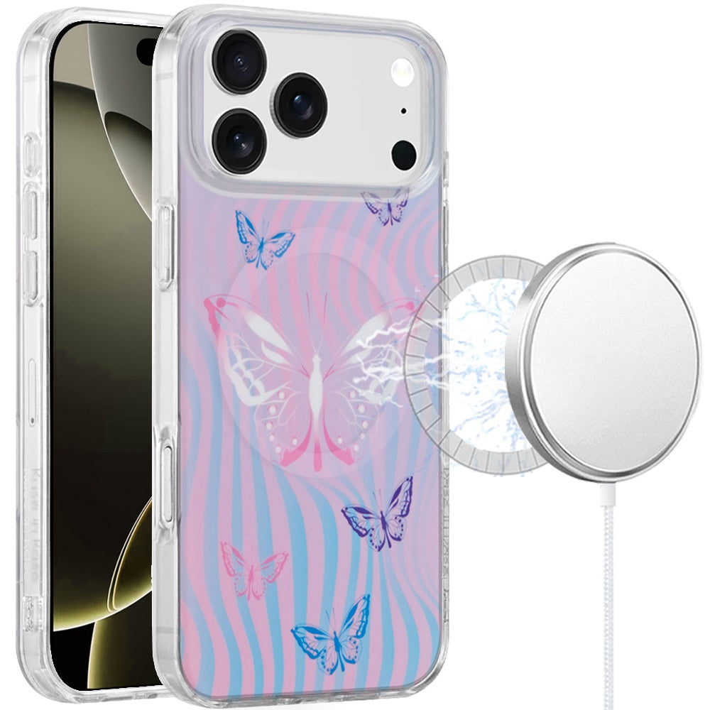 Purple Butterfly Magnetic Design For iPhone 17 Pro Max - D