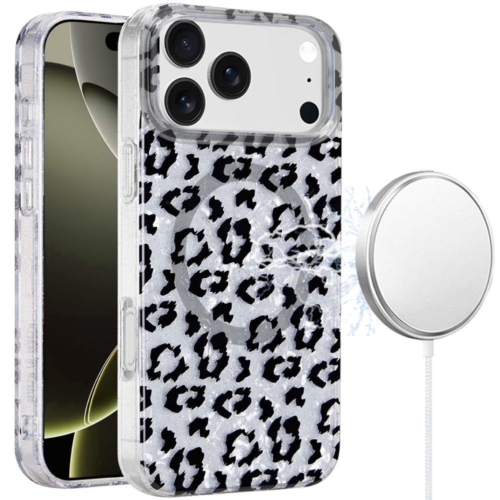 Silver Leopard Magnetic Design Case For iPhone 17 Pro