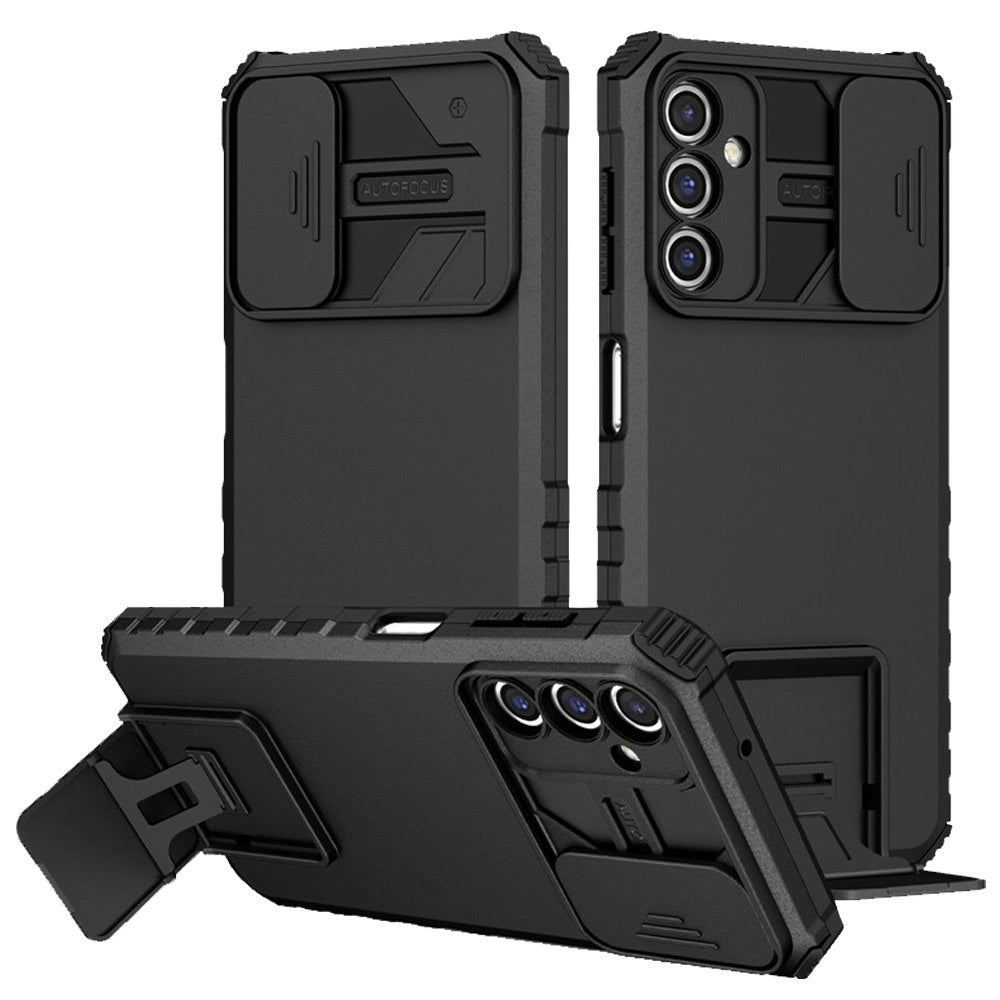 Black Hybrid Kickstand Case with Camera Protection For Samsung A15 5G