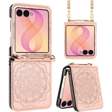 Rose Gold Embossed Floral Case with Strap For Samsung Z Flip 8