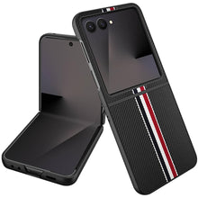 For Samsung Z Flip 7 Velvet Fabric Flip Phone Premium PU Vegan Leather Cover Case - Black