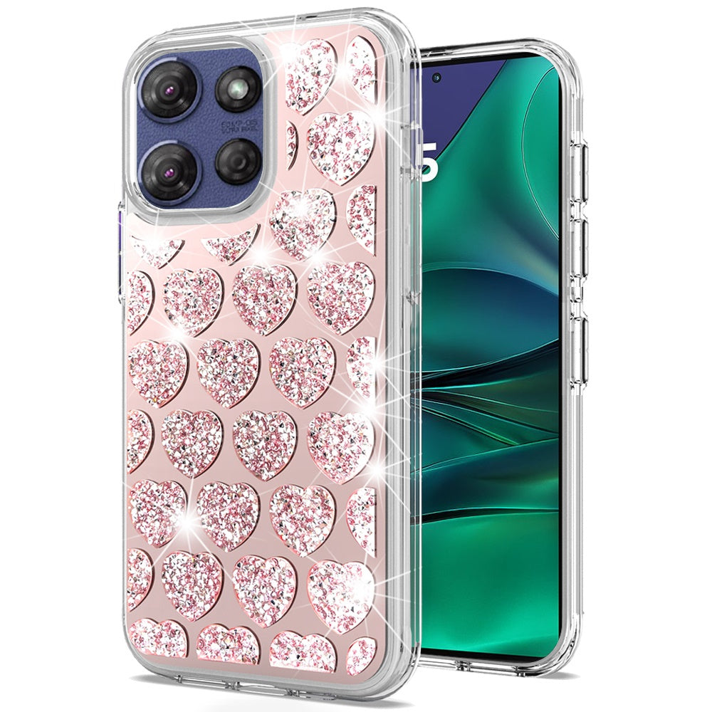 Pink Hearts Stone Hybrid for Moto G Stylus 5G 2025 - E