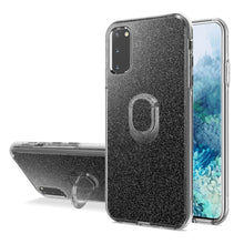 Samsung Galaxy s20  Shimmering Glitter Ring Stand Case Cover - Black