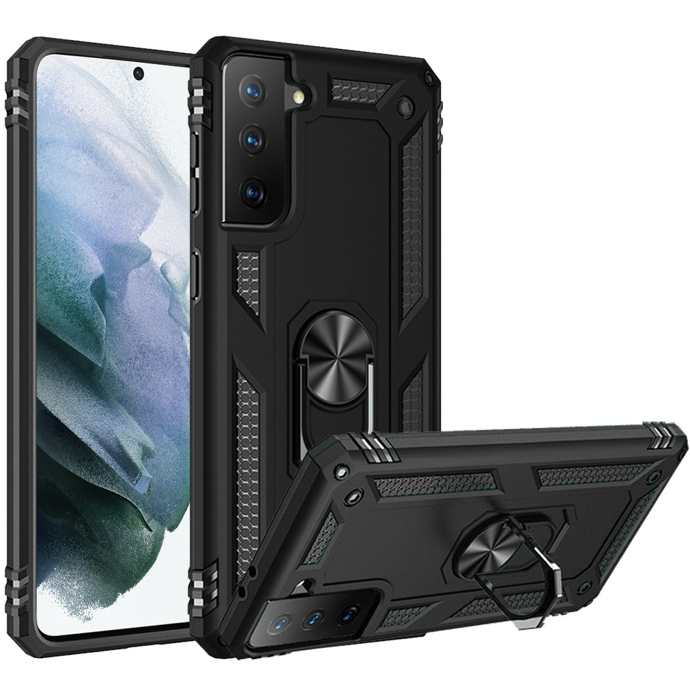 Black Ring Kickstand Case For Samsung Galaxy S21 Plus