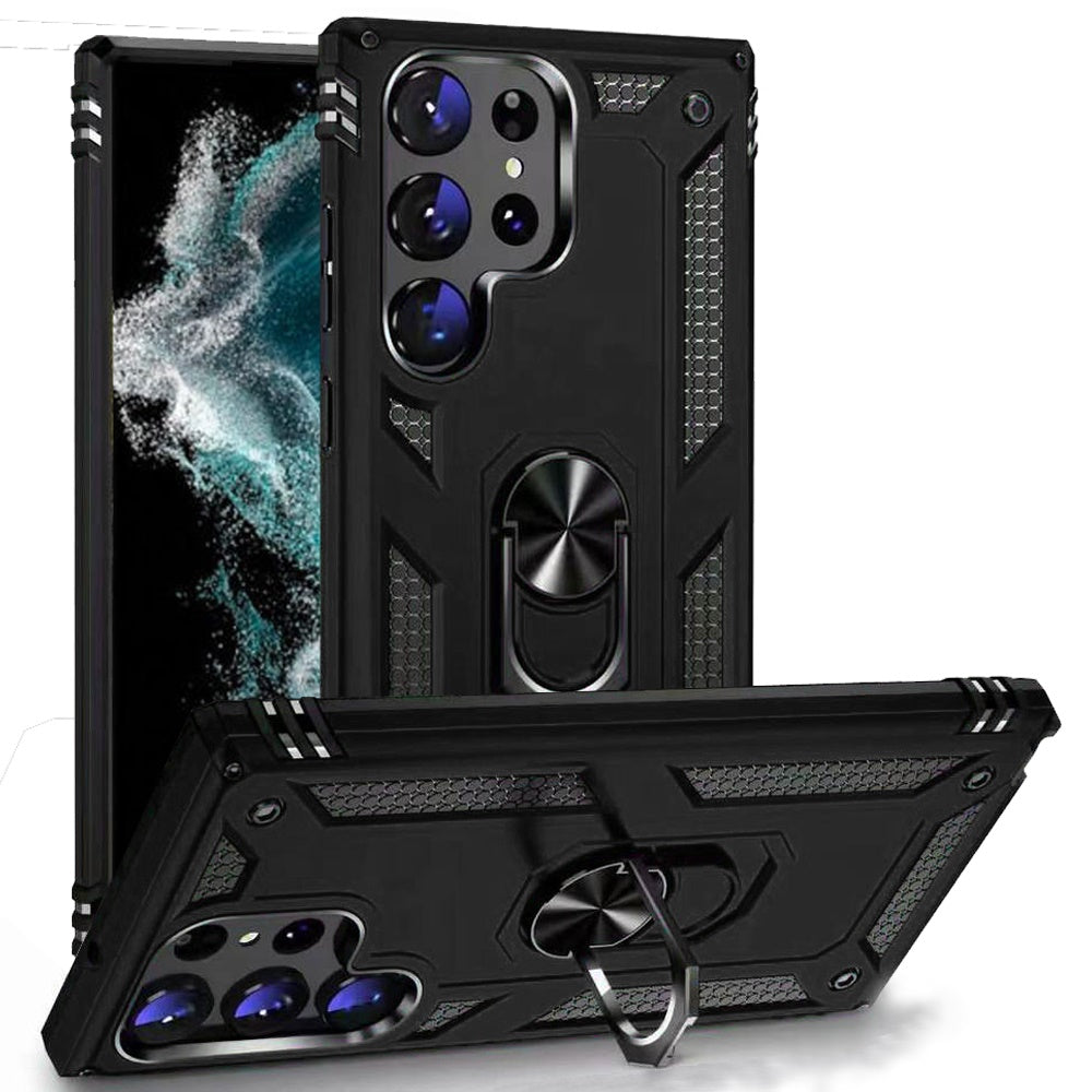 Black Ring Kickstand Case For Samsung S23 Ultra