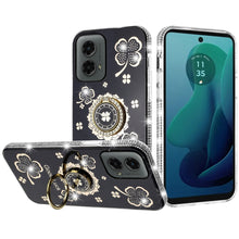 Black Good Luck Diamond Case with Ring For Motorola Moto G 5G 2024