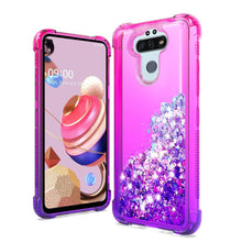 LG Aristo 5  tune 3  Tribute Monarch Two-Tone Quicksand Glitter Cover Case - Hot Pink+Purple