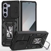 For Samsung Z Fold 7 Utter Tough Metal Ring Movable Camera Window Hybrid Case Cover - Black
