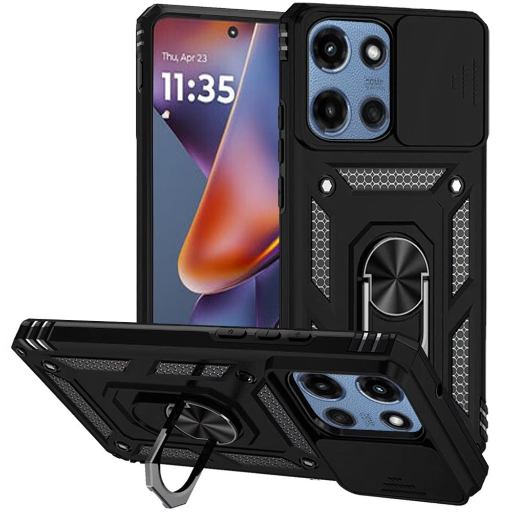 Black Hybrid with Kickstand Camera Cover For Moto G 5G 2025/2026 - G Play 2026