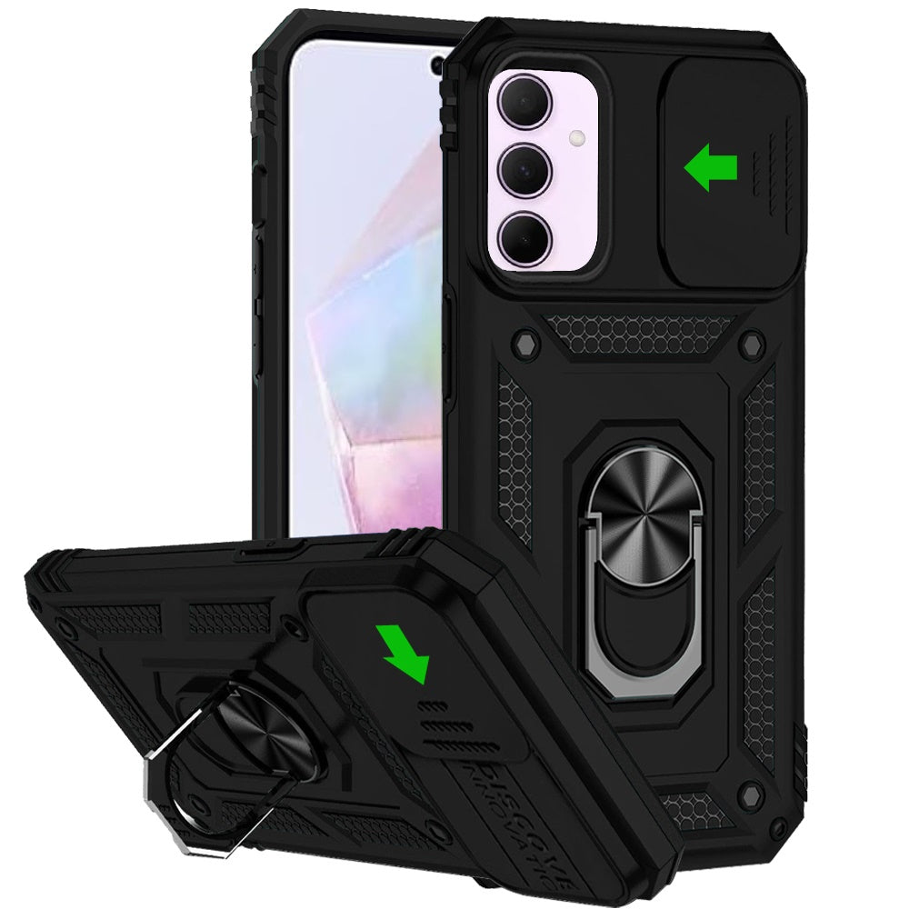 Black Hybrid Case with Kickstand and Camera Cover For Samsung Galaxy A36 / A56