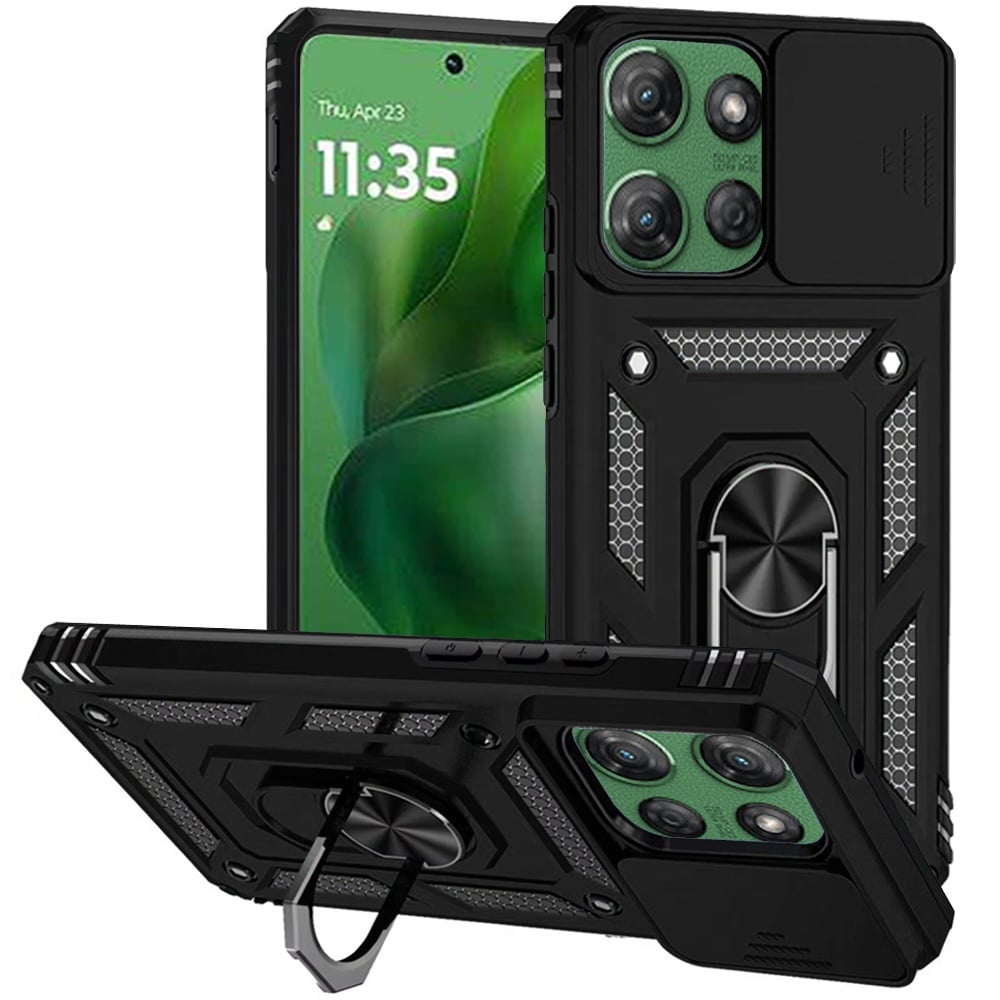 Black Hybrid with Kickstand Camera Cover For Moto G Power 2026/2025