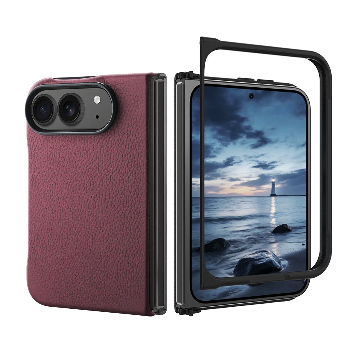 Burgundy Magnetic Leather Case Case for iPhone Duo