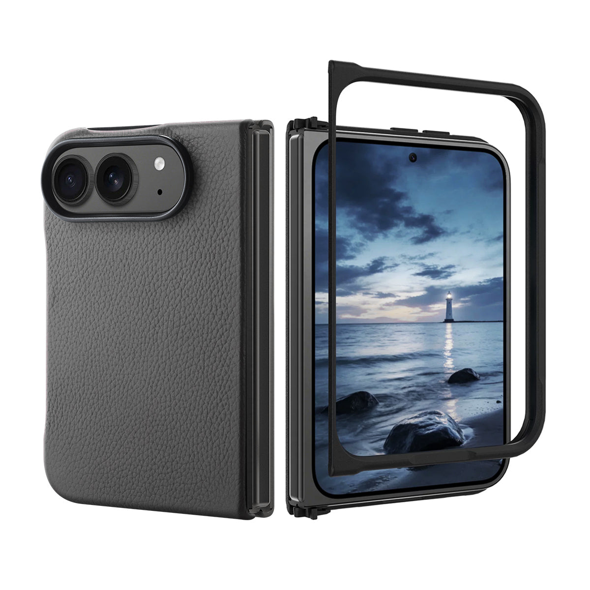 Black Magnetic Leather Case Case for iPhone Duo