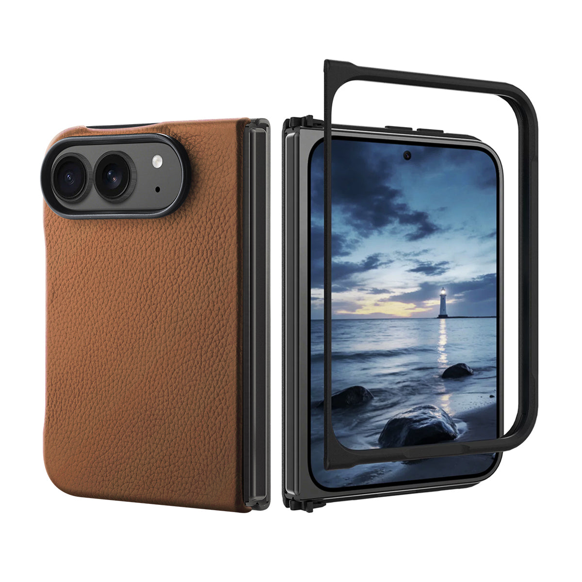 Brown Magnetic Leather Case Case for iPhone Duo