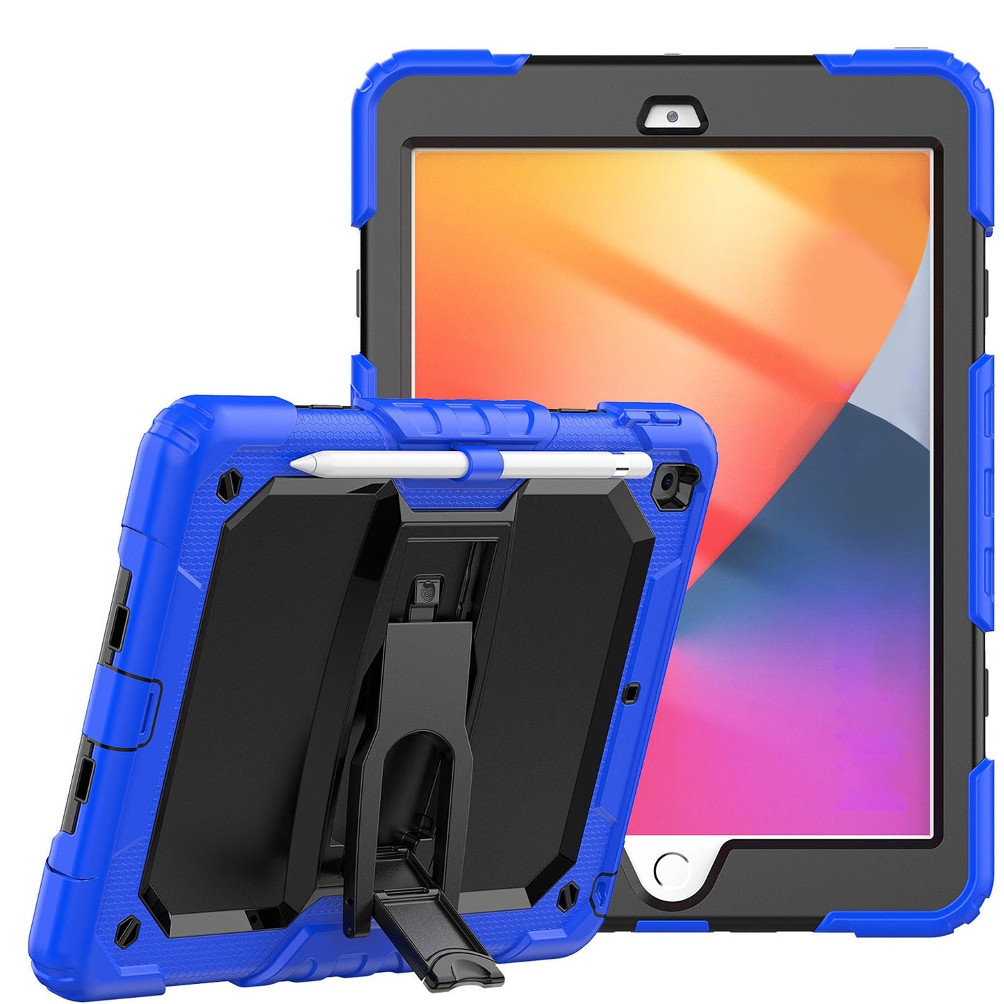 For Samsung A11 Plus 5G / A9 Plus 11 inch Heavy Duty Full Body Rugged Tablet Kickstand Case Cover - Black/Blue