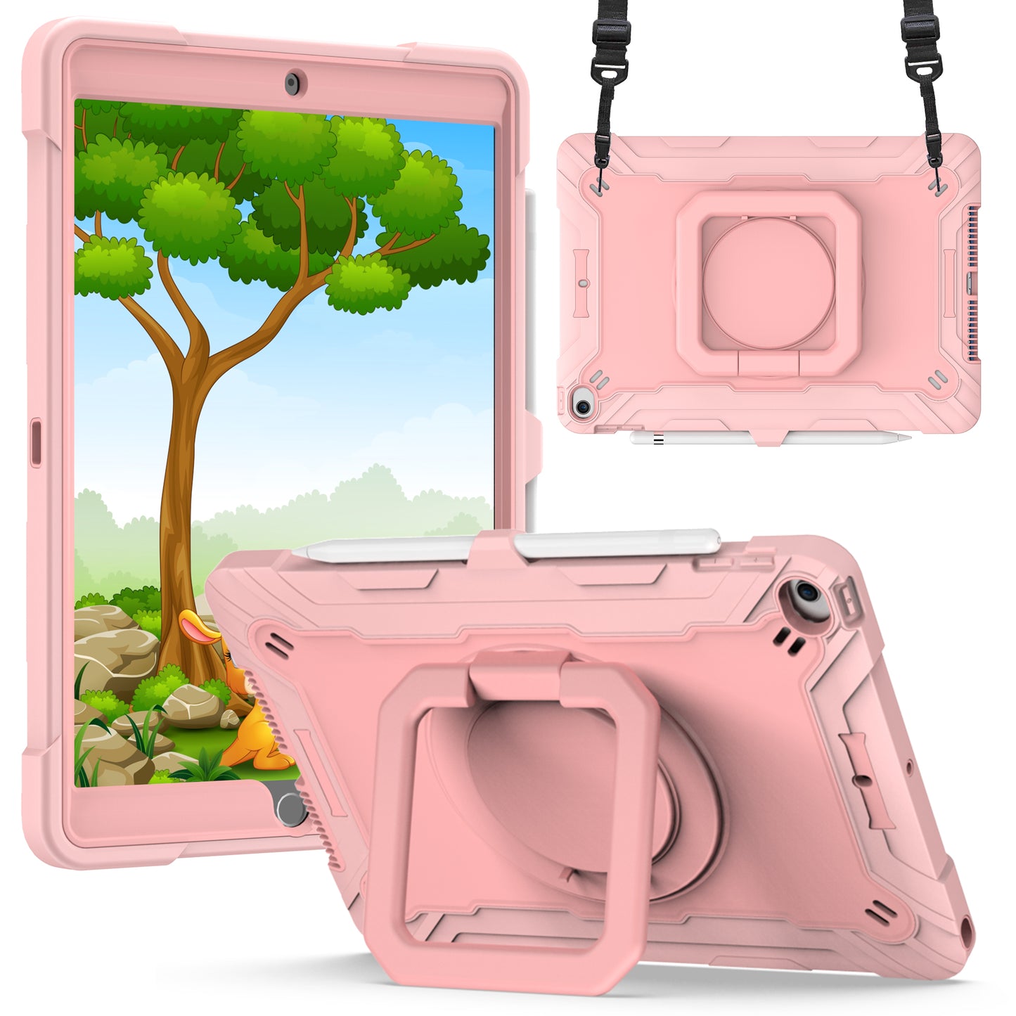 Rose Gold Rotating Heavy Duty Case For Samsung Tab a9 Plus / A11 Plus 11"