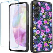 Hybrid Black Floral Case + Tempered Glass For Samsung Galaxy A36 / A56