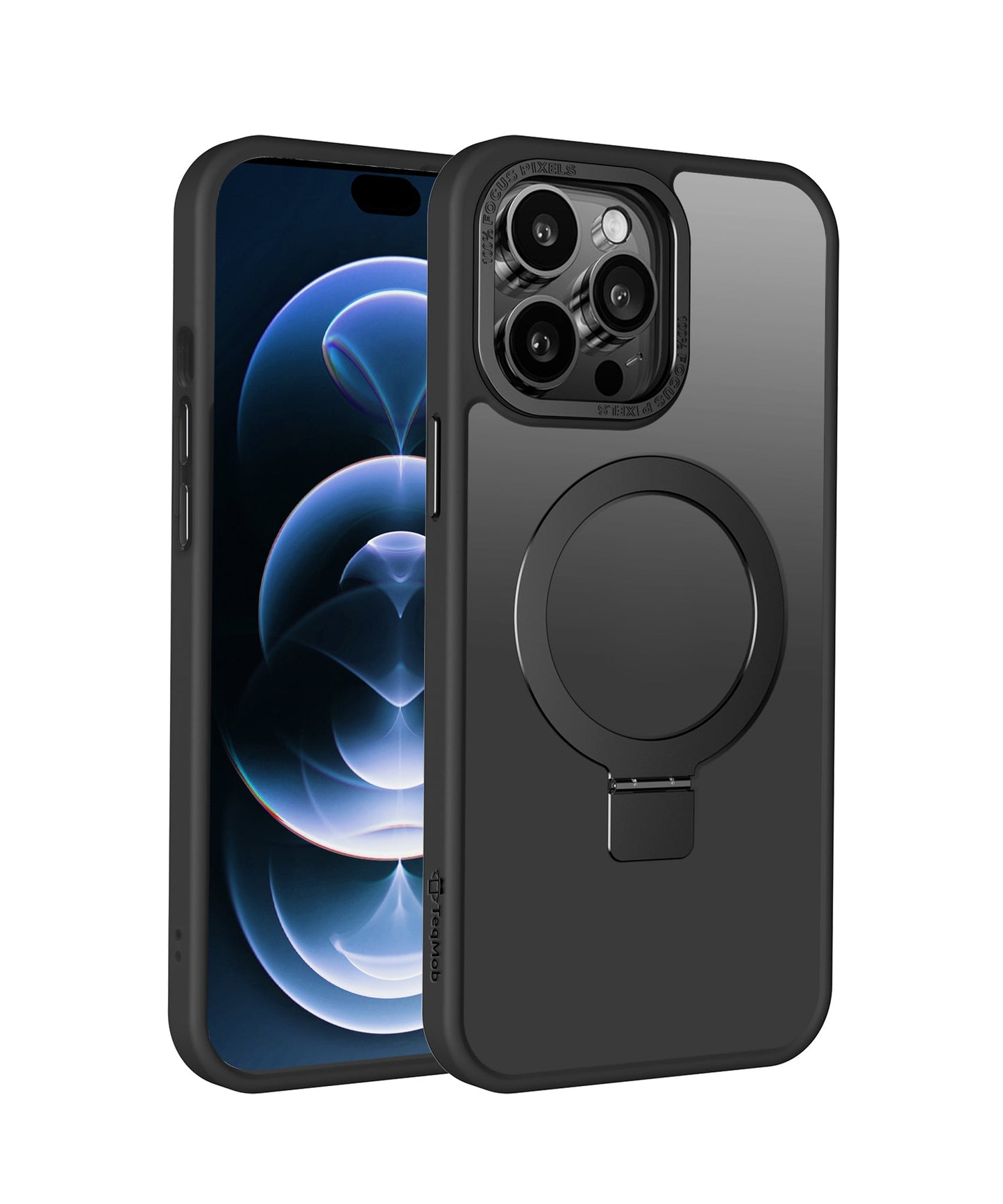 Black Frosted Kickstand with Magnetic Compatibility for iPhone 16 Plus