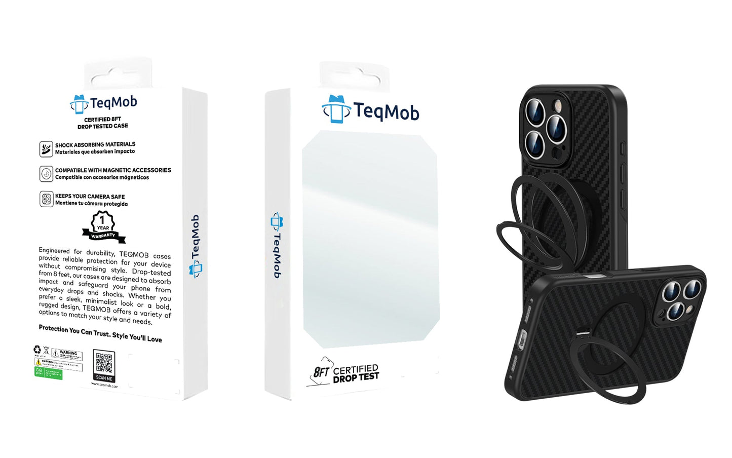 360 RINGKICK Carbon Fiber Case in Package for iPhone 16 Pro Max