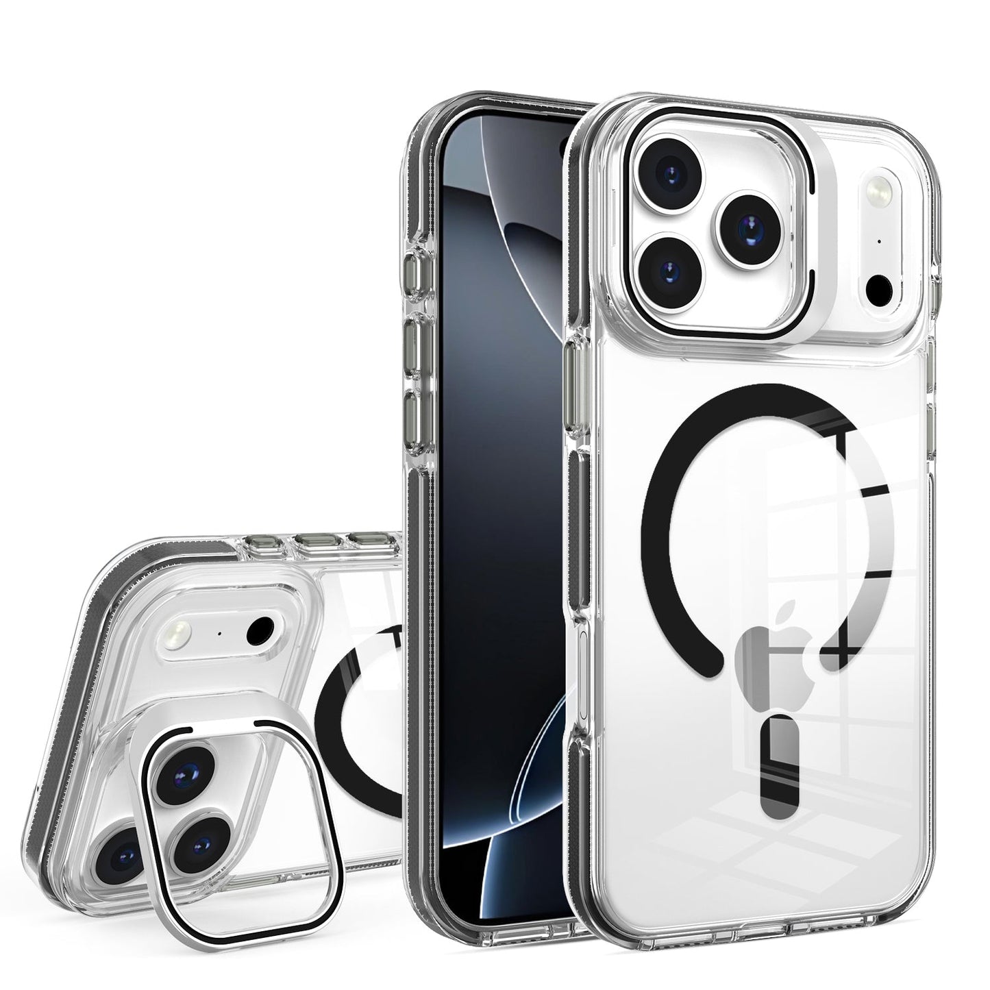 Black Camera Kickstand Magnetic Case for iPhone 17 Pro Max
