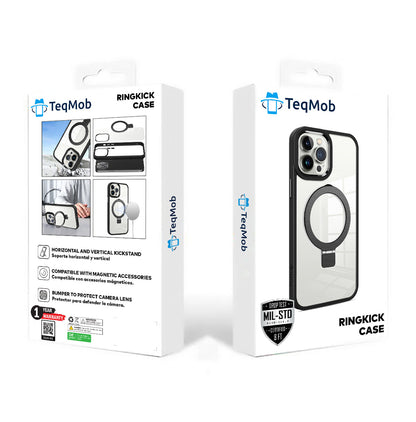 Clear Black Frame Kickstand with Magnetic Compatibility in Package for iPhone 16 Plus