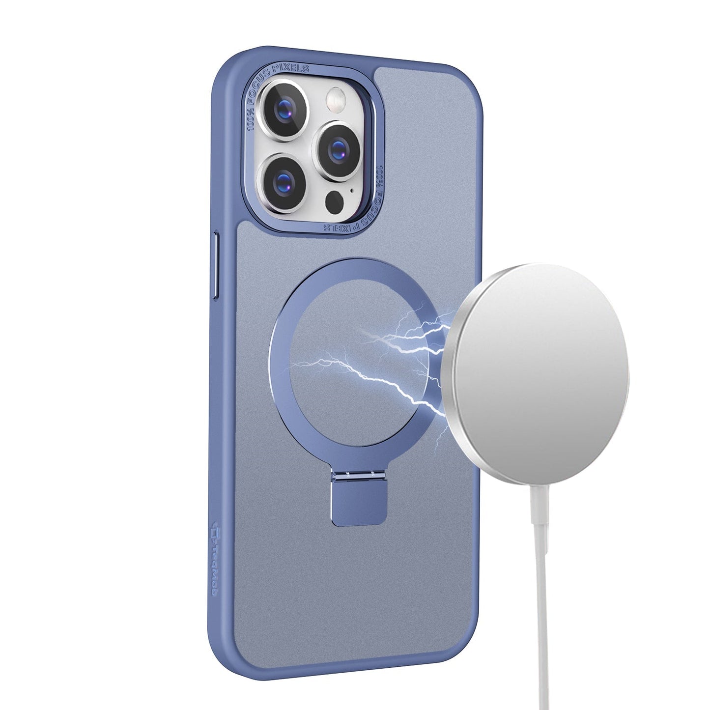 Blue Frosted Kickstand with Magnetic Compatibility for iPhone 16 Plus