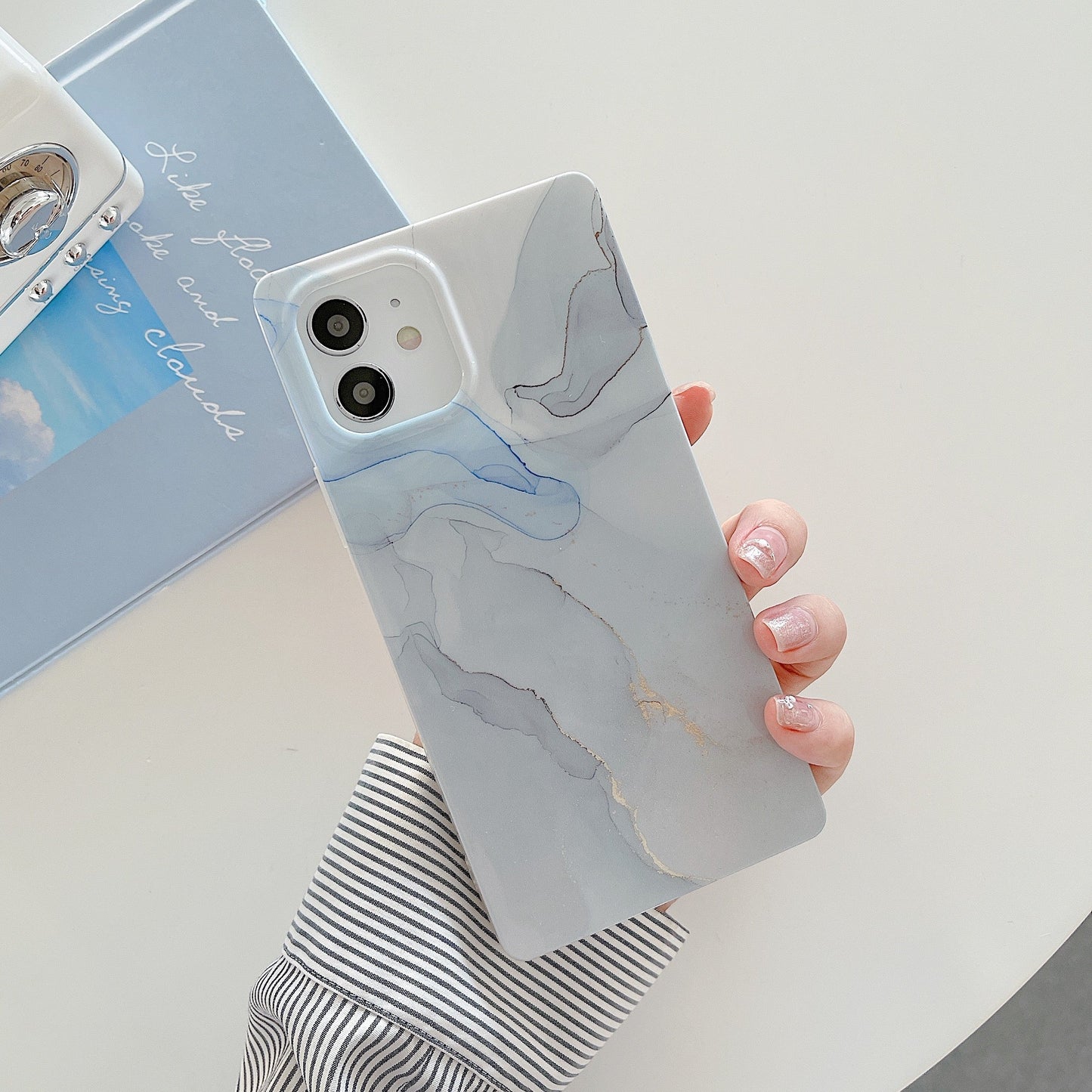 Square Case Blue Marble Design for iPhone 15 Plus 6.7 / 14 Plus 6.7