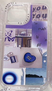 3 in 1 Design Blue Vintage Painting Case for iPhone 15 Pro