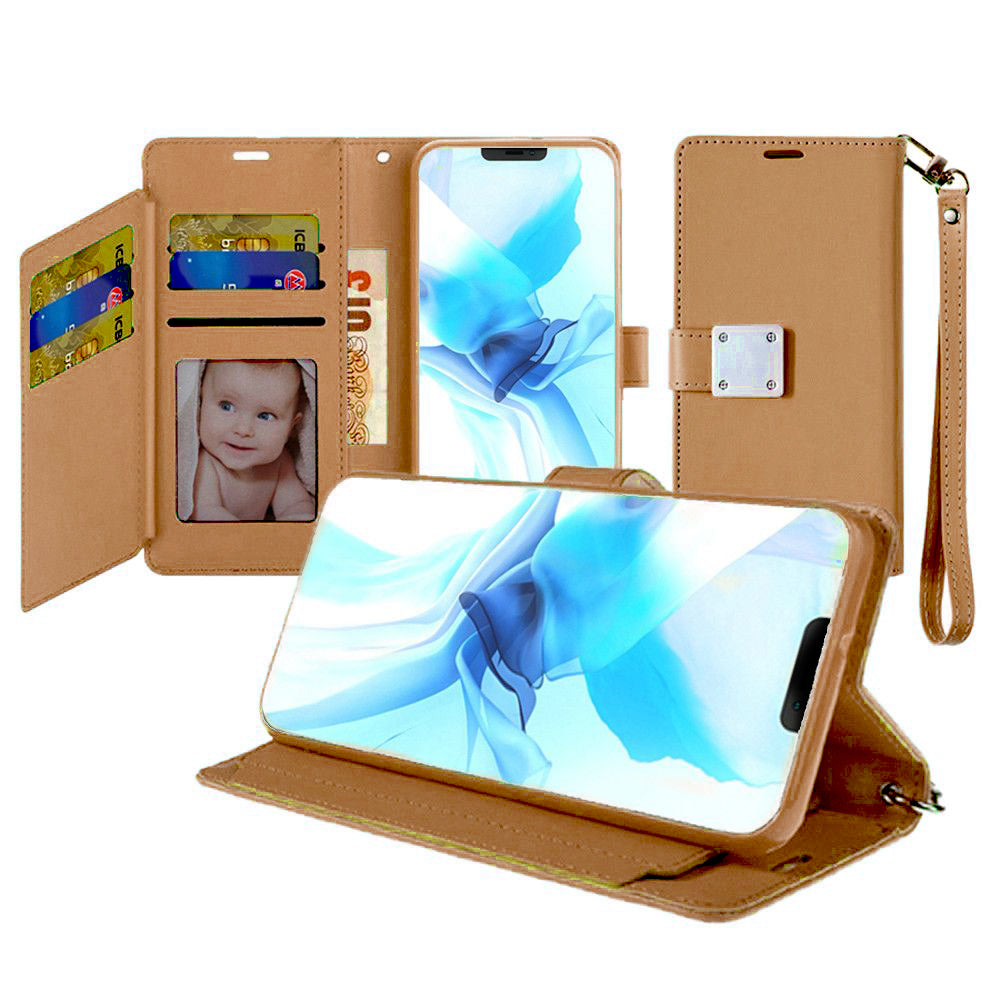 iPhone 12 PRO MAX 6.7 Lux Multi Card Wallet With Strap Brown