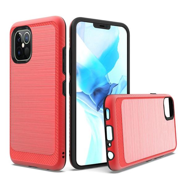 iPhone 12 5.4 Slim Brushed Hybrid with Design Edged Lining - Red