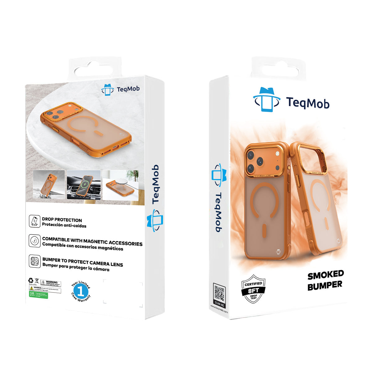 Orange Smoked Bumper with Magnetic Compatibility for iPhone 17 Pro Max with package