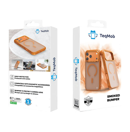 Orange Smoked Bumper with Magnetic Compatibility for iPhone 17 Pro with package