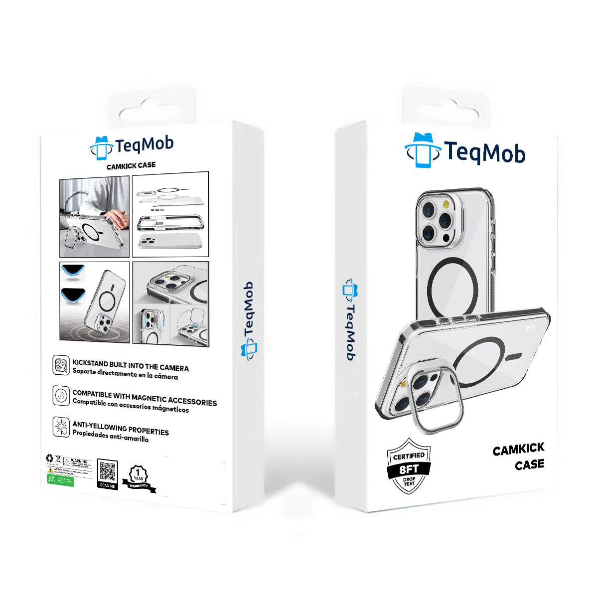 Black Camera Kickstand Magnetic Case for iPhone 15 6.1 / 14 6.1 / 13 6.1 with package