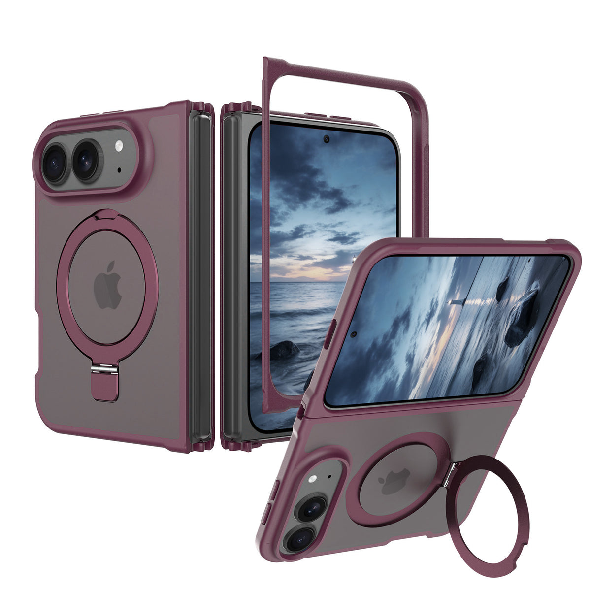 Burgundy Frosted with 360° Magnetic Kickstand for iPhone Duo