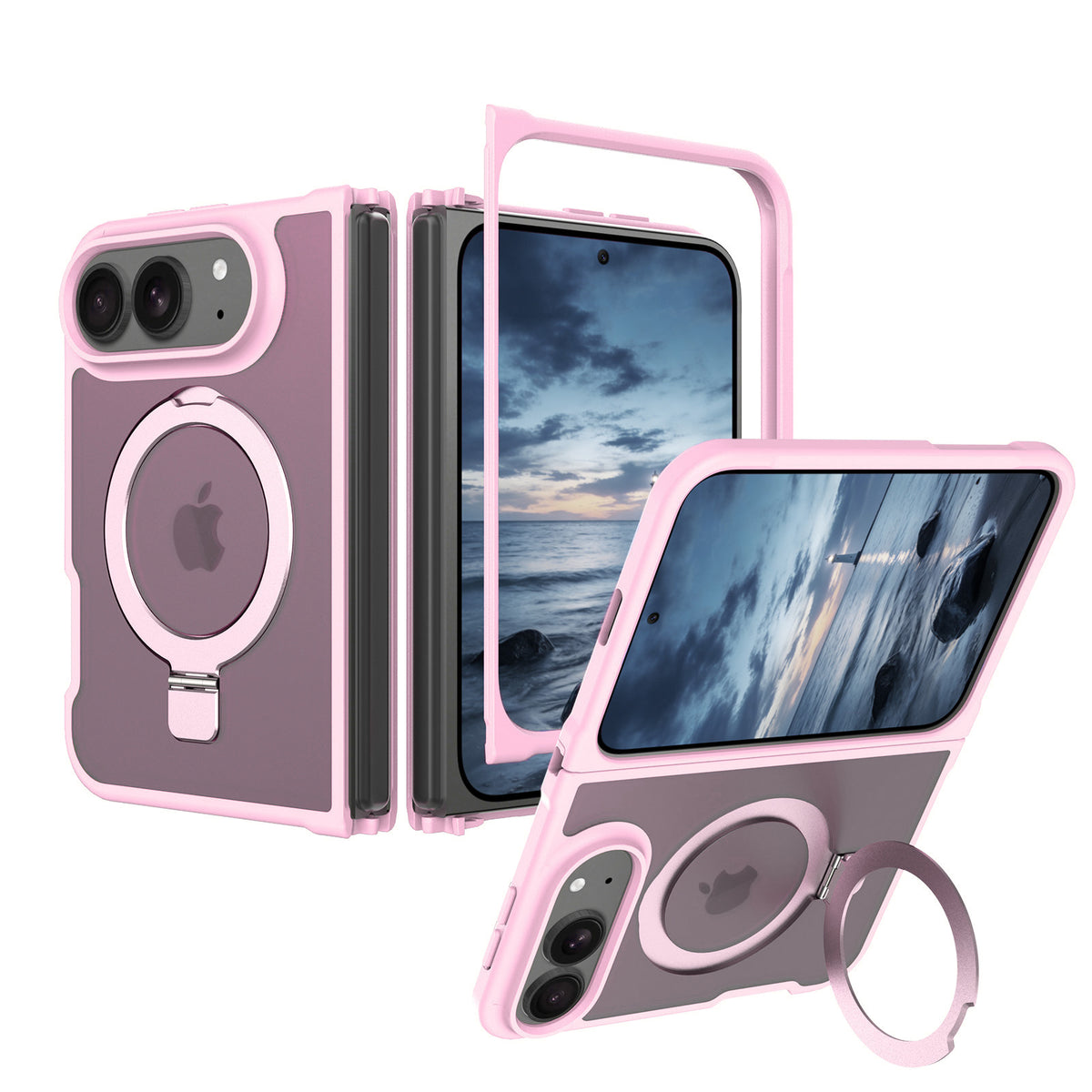 Light Pink Frosted with 360° Magnetic Kickstand for iPhone Duo