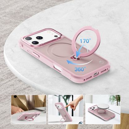 Pink Frosted Bumper with 360° Magnetic Kickstand for iPhone 17 Pro with package