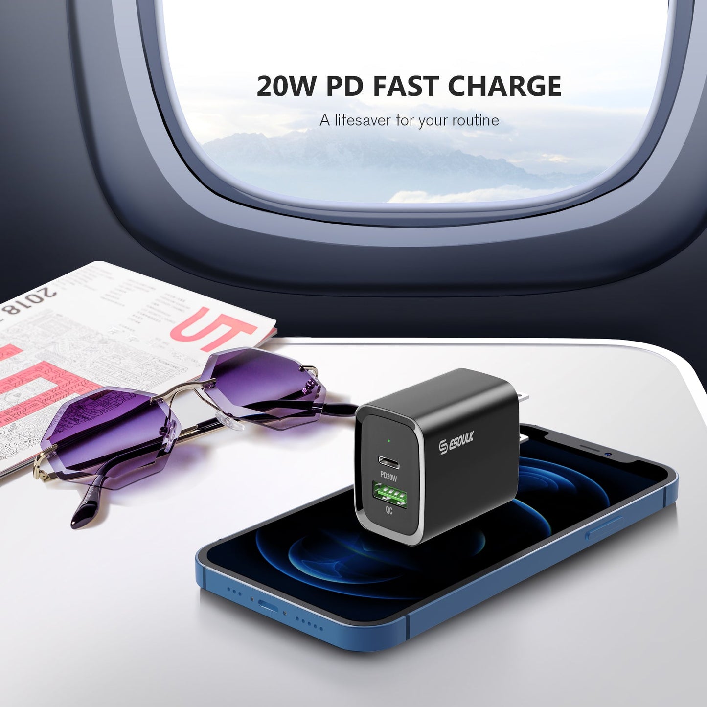 20W PD+QC FAST WALL CHARGER Black