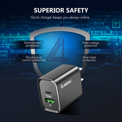 Black 20W PD+QC FAST WALL CHARGER & 5FT USB C TO 8PIN CABLE