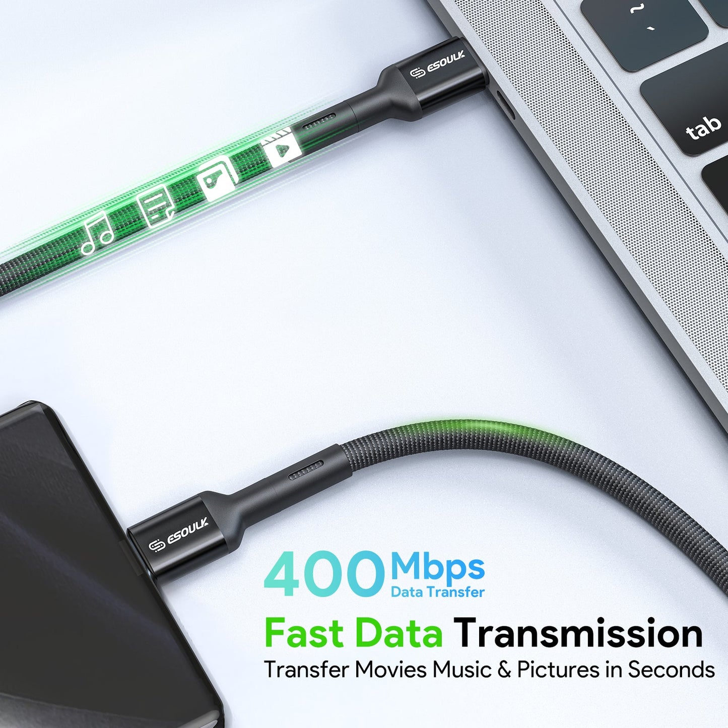 BLACK 10FT FAST CHARGING CABLE C TO C