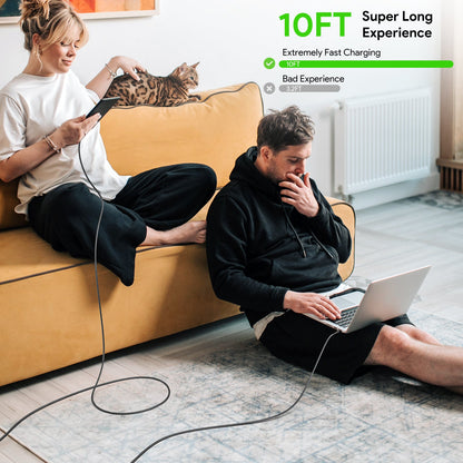 BLACK 10FT FAST CHARGING CABLE C TO C