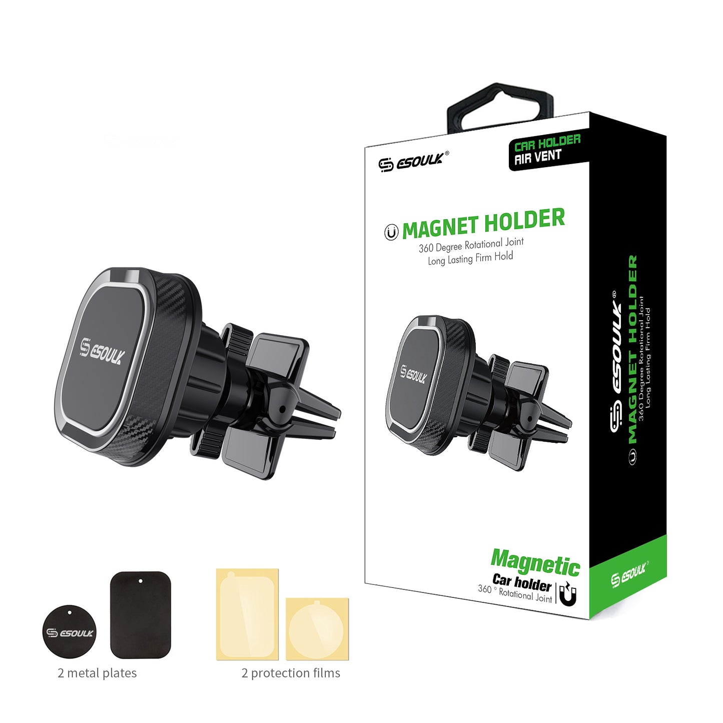 Esoulk Magnet Air Vent Holder Black